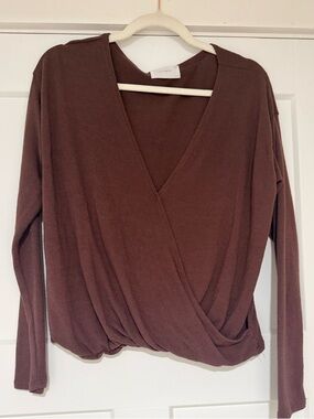 Faux wrap dark mauve top sz M